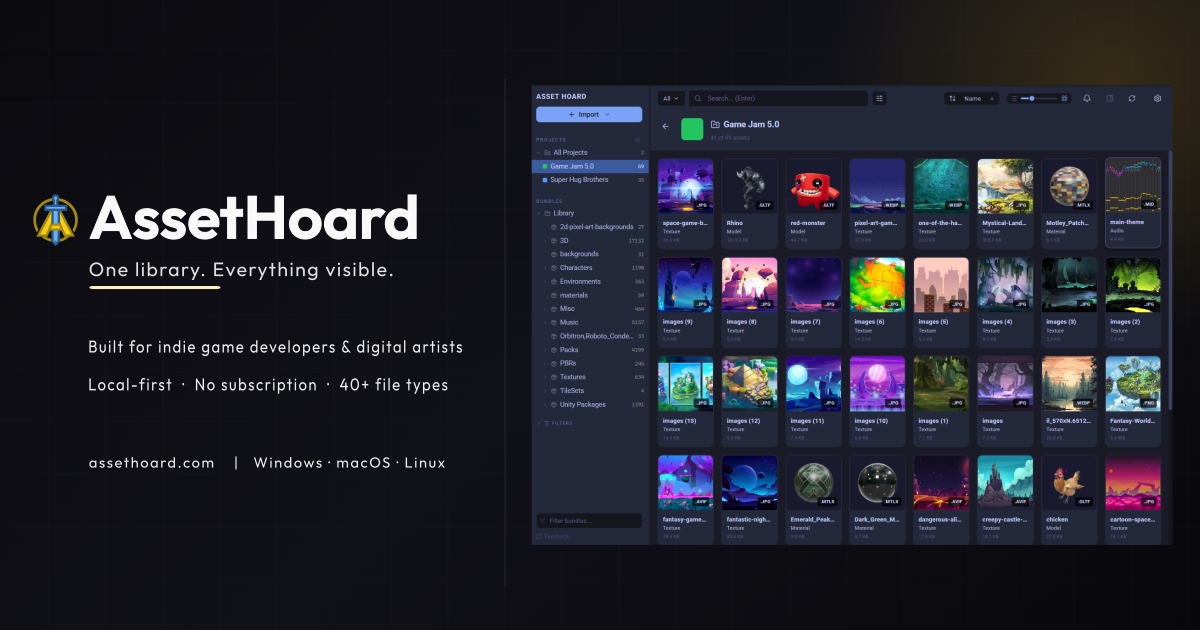 AssetHoard - Game Asset Manager for Indie Developers