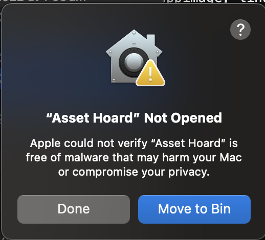 Click Done to dismiss the warning