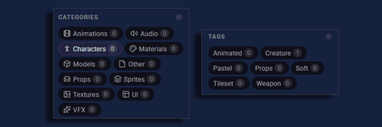 Asset Hoard organising 2D assets with custom tags