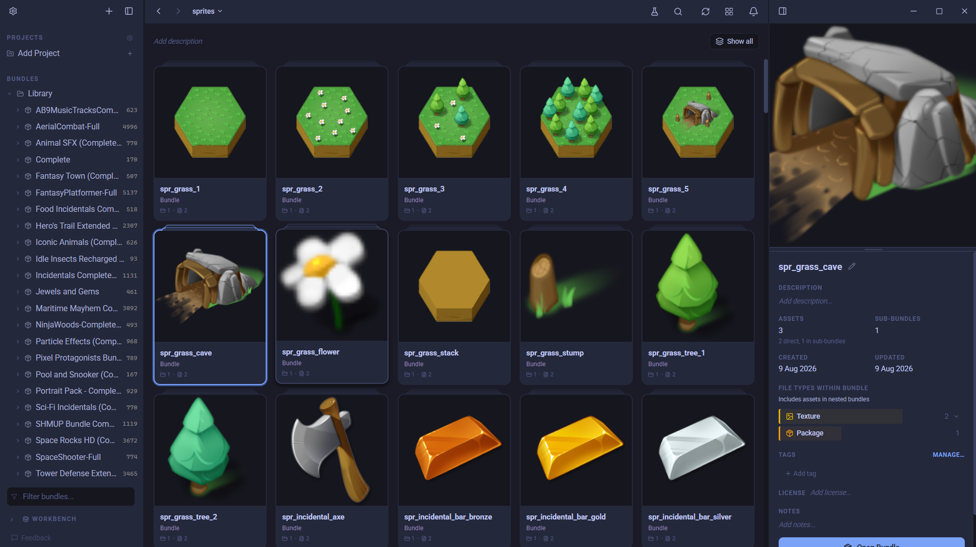 AssetHoard previewing GameMaker sprites