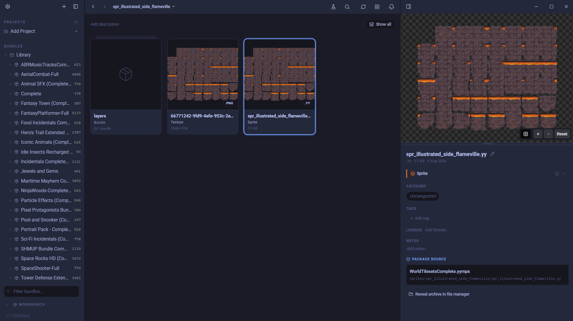 AssetHoard previewing a GameMaker tileset
