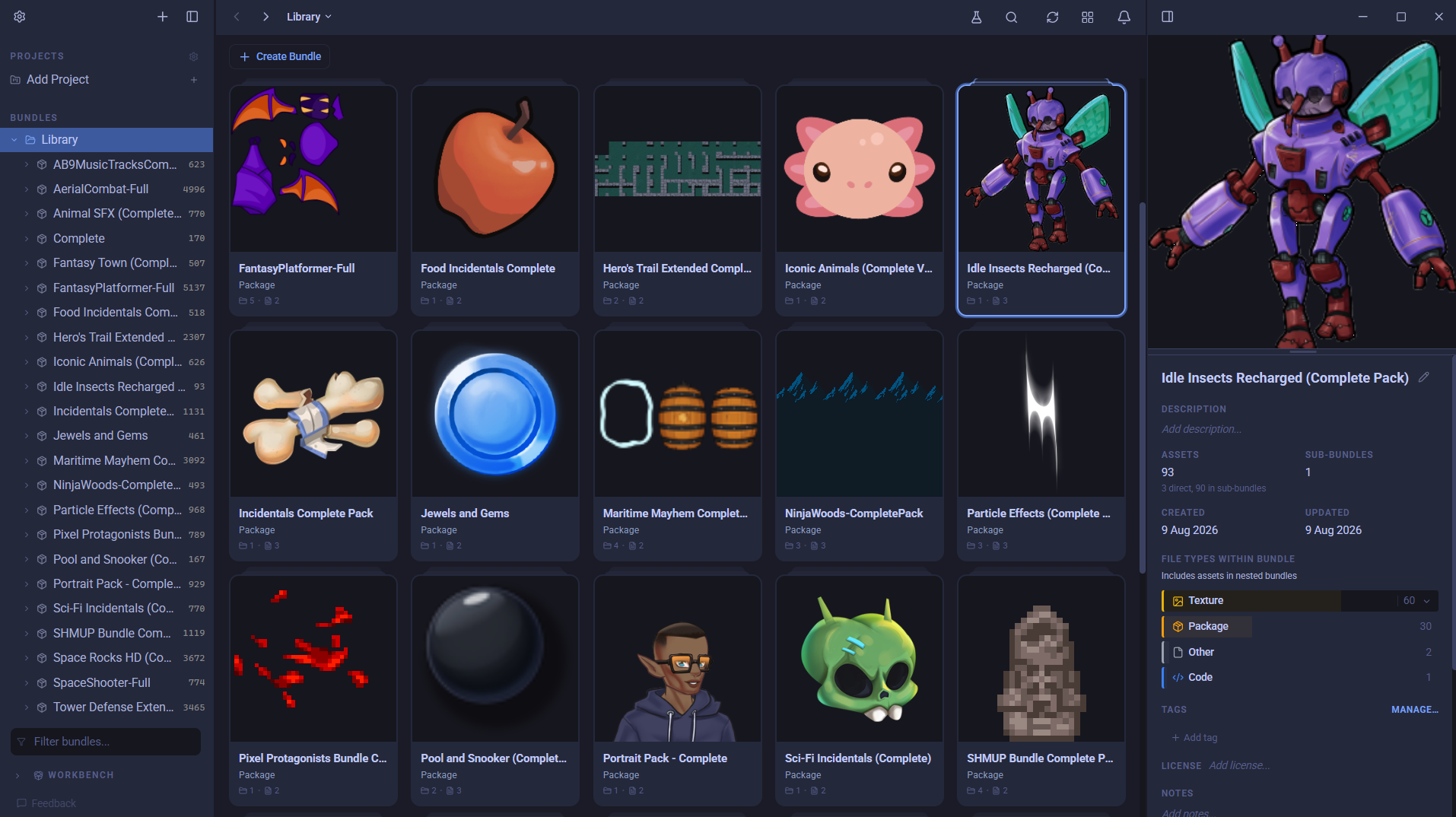 A GameMaker project imported into AssetHoard