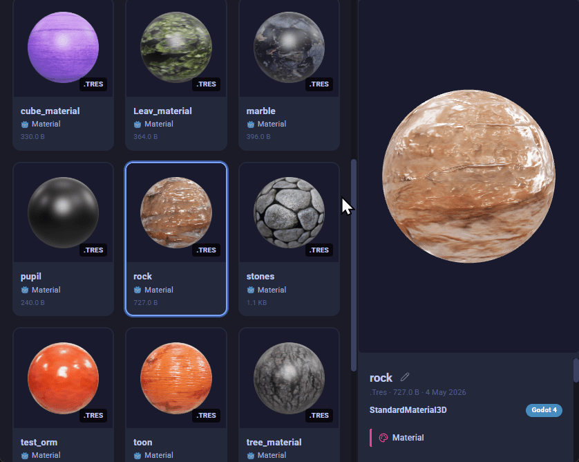 Asset Hoard browsing a Godot material resource
