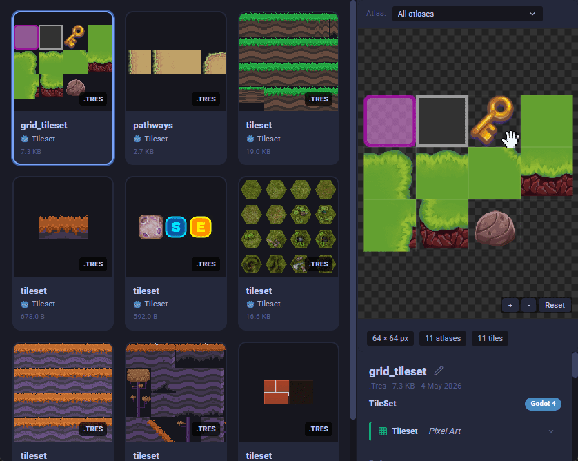 Asset Hoard previewing a Godot tileset