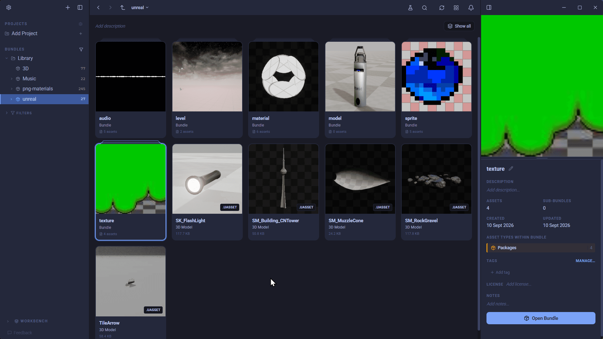 AssetHoard browsing and organising an Unreal asset library