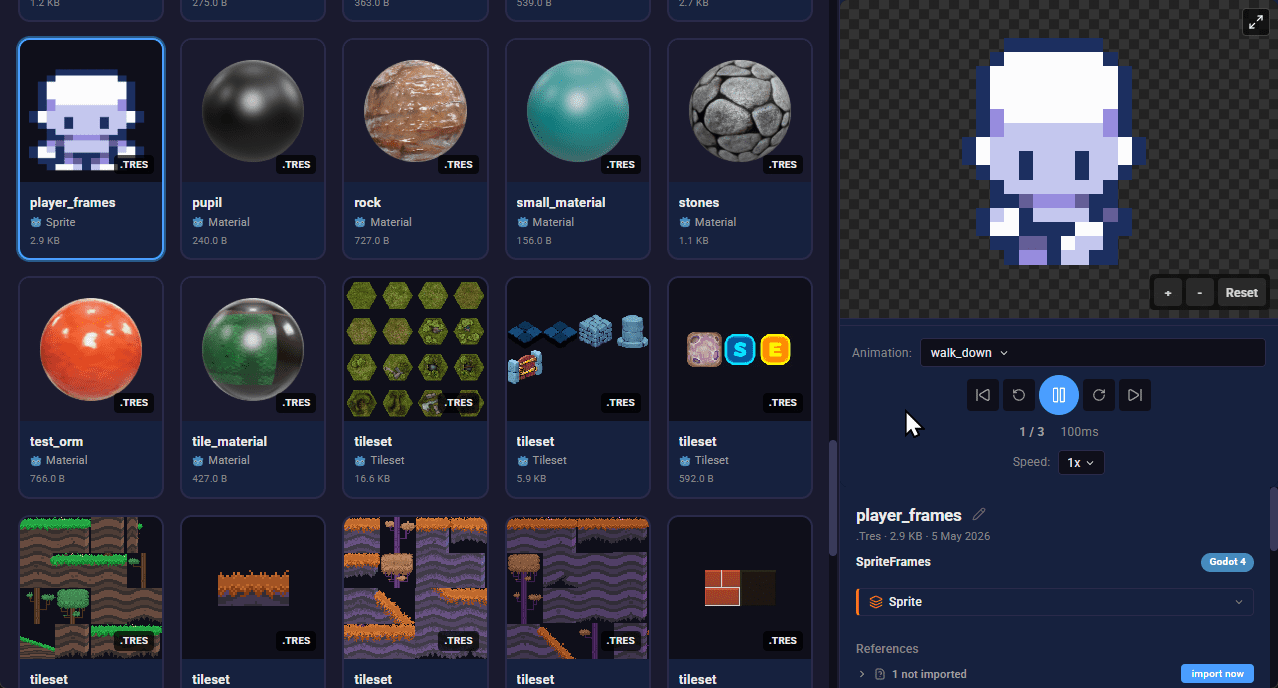Godot .tres support, smarter multi-select