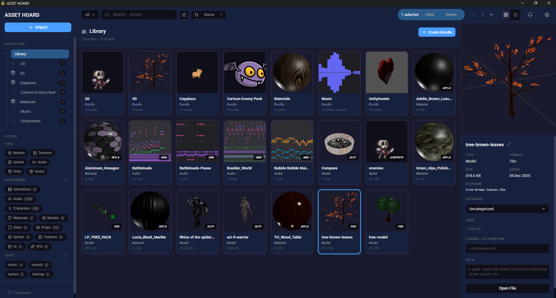 Asset Hoard application screenshot